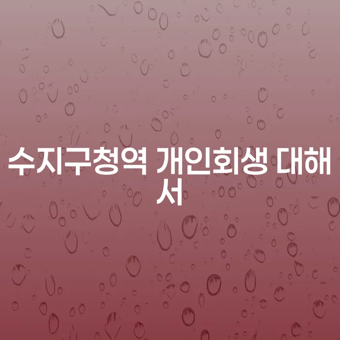 수지구청역 개인회생 대해서